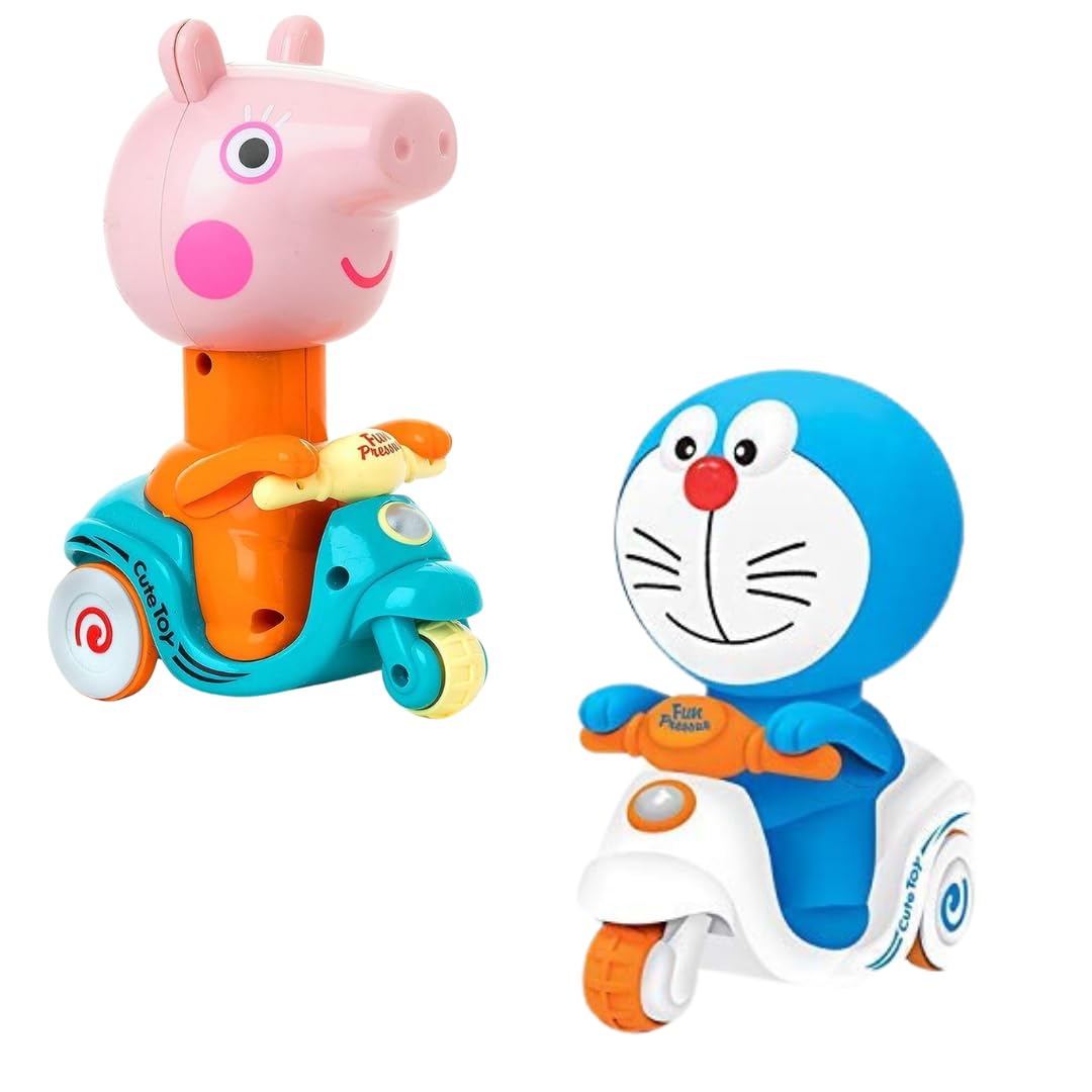 PLUSPOINT Doremoon + pepa Toy Scooter Pressure Powered Press The Head Kids Toddler Car Toy Doremon Scooter for 2 3 4 5 Year Old Boys and Girls Pack of 2, Multicolor (B0CH8QH921) Amazon Price History, Amazon Price Tracker