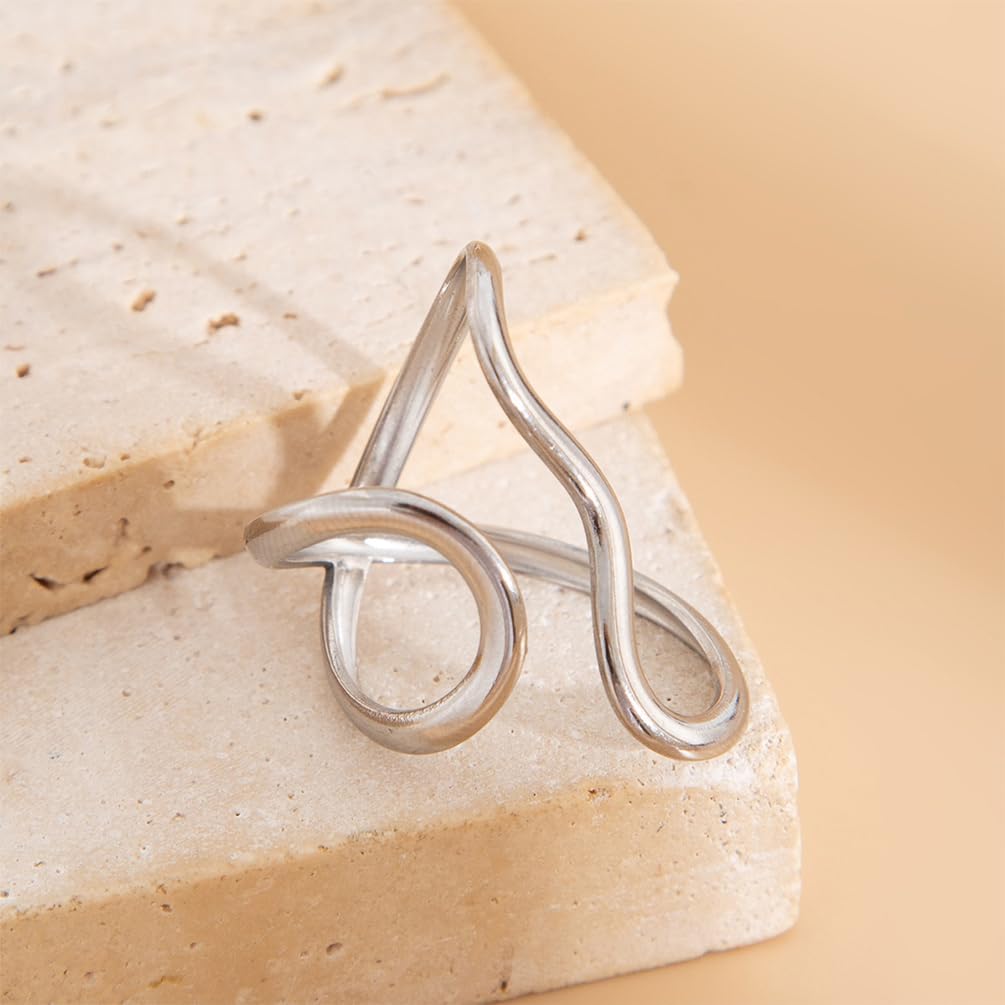 Dainty Big Chunky Gold Irregular Wavy Rings for Women, Bold Large Silver Thumb Index Finger Open Ring Non Tarnish Statement Individual Party Jewelry Gift - Image 4