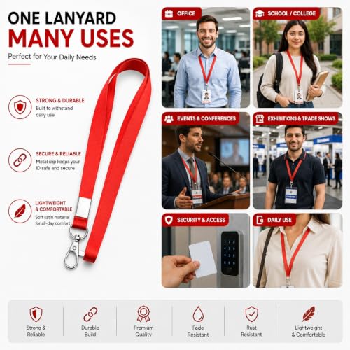 Image of 24mm or 1 inch thick Lanyards with Badge Clip