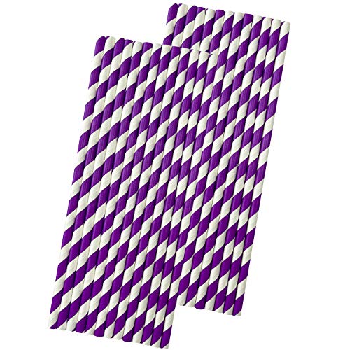 Pitillos de papel morado y blanco 7.75 pulgadas pack 50 miniatura 1