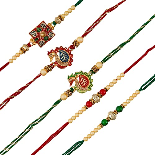 Image of eCraftIndia Rudraksha Rakhi with Roli Chawal Pack