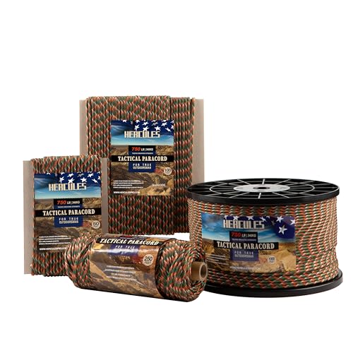 HERCULES 750lb Paracord 4mm 11 Strand Parachute Cord, Camouflage