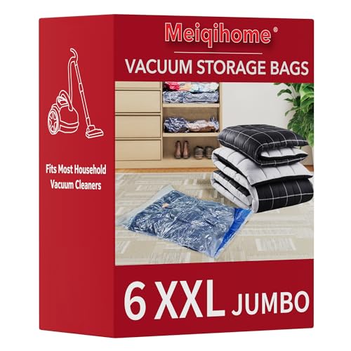 MEIQIHOME Vacuum Storage Bags, Space Saver Sealer Bags,Vacuum seal bags for clothing, Pillows, Comforters, Blankets, Bedding,Travel,6 XXL by MEIQIHOME - Used condition - US$17.27