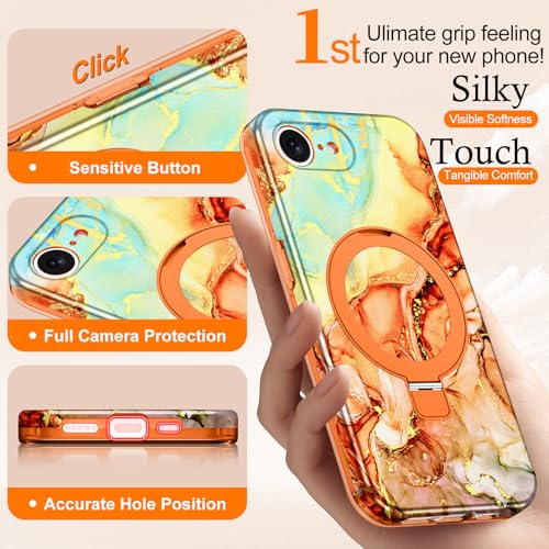 Casehas for iPhone 17e Case 2026, [Magnetic Invisible Stand] [Compatible with MagSafe] [Military Grade Drop Protection] Slim Translucent Matte Back Shockproof Protective Cover, Cosmic Orange - image 5