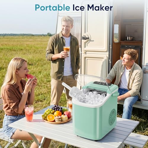 Image of DUMOS Ice Makers Countertop Ice Machine with Portable Handle Compact Size