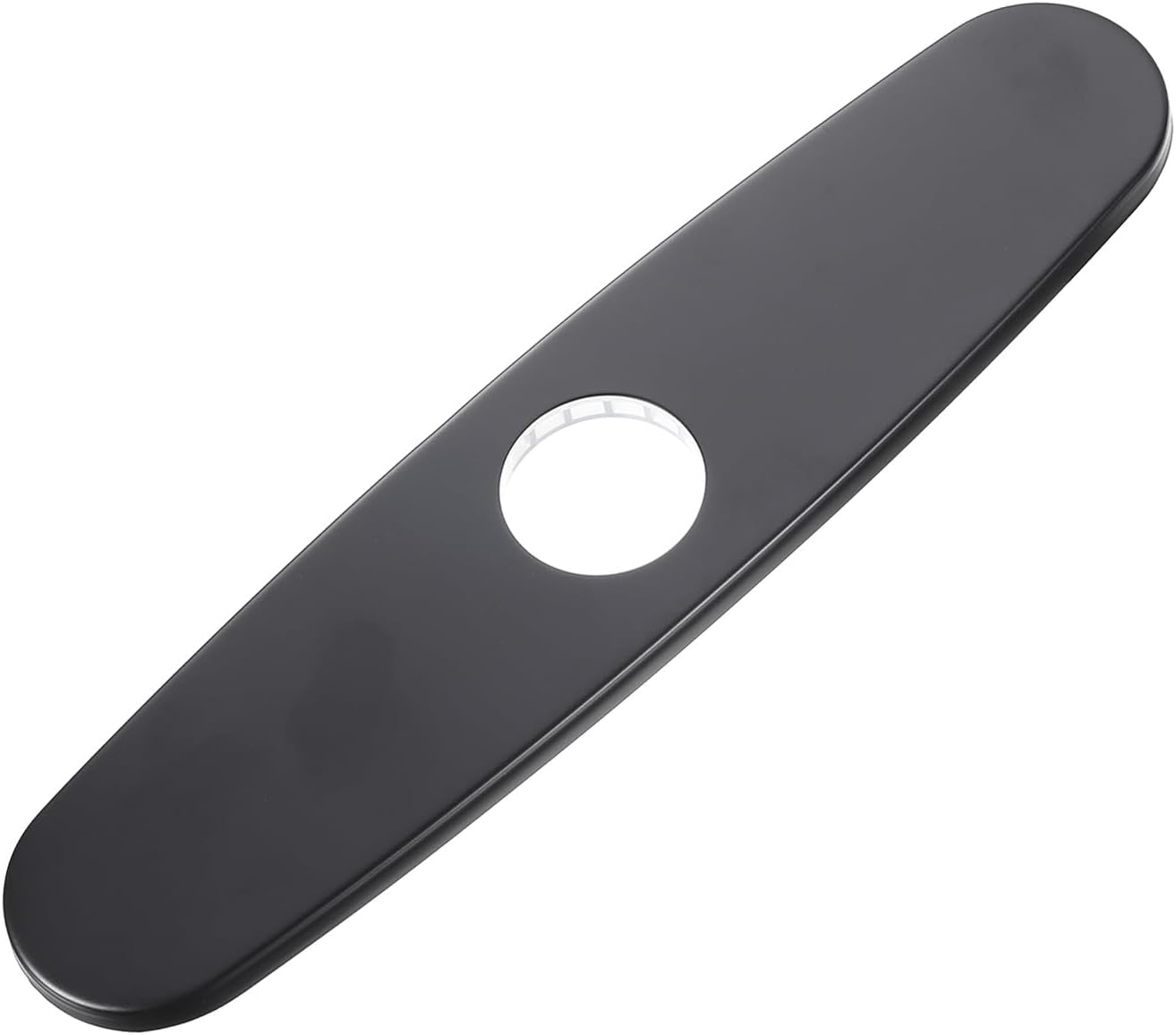 uxcell 10" Kitchen Sink Faucet Hole Cover Deck Plate Escutcheon 304 Stainless Steel with ABS Plate Plumbing Cover Plate for Bathroom or Kitchen Sink Faucet, Oval Brushed Black