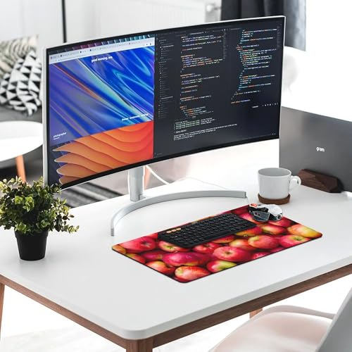 Image of Fruit Apple Extended Gaming Mouse Pad, with Stitched Edges Large Mouse Pad Desk Protector, Rubber Base Mousepad Keyboard Mouses Mat for Work Game Office Home- 32 inch X 16 inch Inch