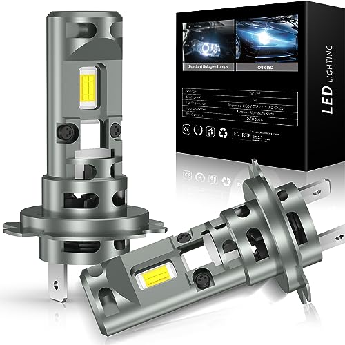 JOSHF H7 Bombilla Led, Anti-Error CSP 120W 30000LM +700% Brillo 6500K Faro Blanco para Coche y Moto, 2023 Mejora de la Bombilla Halógena de Reemplazo-1:1 Mini Kit Led H7, DC12V, 2 Bombillas