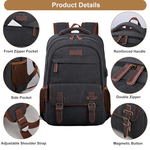 Mochila para portátil Mactso Canvas Travel 17.3 pulgadas miniatura 6