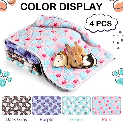 Image of Reginary 4 Pcs Waterproof Guinea Pig Blankets Washable Small Animal Fleece Bedding Absorbent Guinea