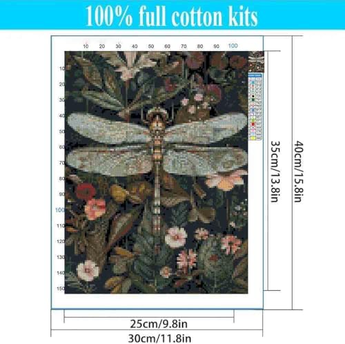 Image of Dragonfly Stamped Cross Stitch Kits for Adults - Embroidery Kits for Beginners Adults,11 CT Patterns Dimensions Counted Cross Stitch Kits for Adults Arts Craft 12x16 inch