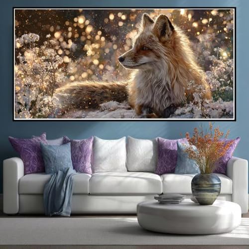 Diamond Painting Renard Carré 100x50 cm : Broderie Diamant Grand Format