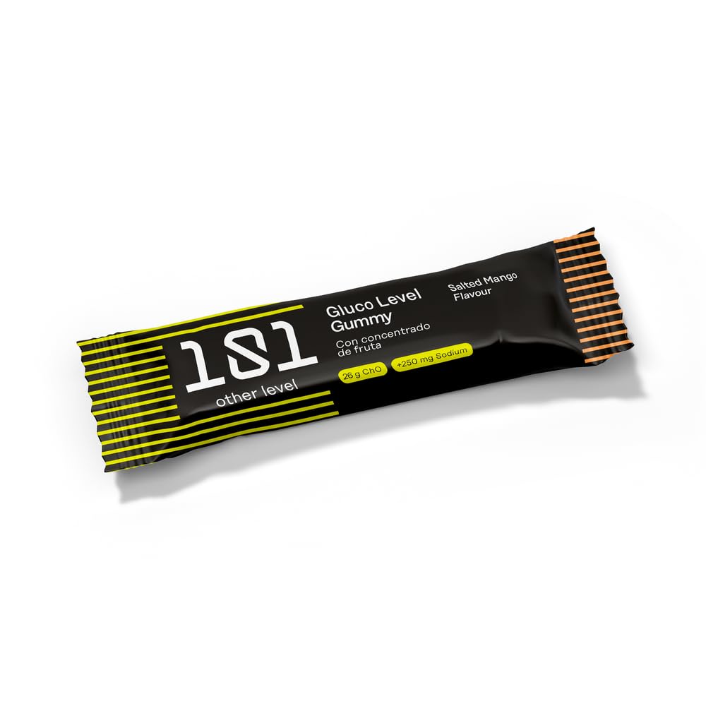 101 Other Level Barritas Energéticas Gummy Pack 30 Barritas de 40 gr - Sabor Mango - Gominolas Deportivas de Carbohidratos para Ciclismo, Running y Trail - Energía Rápida y Fácil Digestión