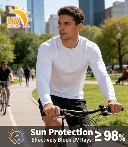 Image of ZITY 5 Pack Long Sleeve Shirts for Men UPF 50+ Sun Protection Fast Dry Lightweight Fishing Swim Rash Guard Workout Shirt