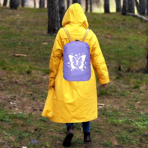 TaleMoon Regenschutz Rucksack Kinder,30-40L Schulranzen Regenhülle Wasserdicht Lila,Schmetterling Regenschutzhülle mit Reflektoren für Jungen Mädchen Schulanfänger