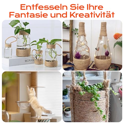 Leseed Sisalseil für Kratzbaum 6mm x 50m, Kein Ungewöhnlicher Geruch Natürliches Sisalseil zum Ersatz und DIY, Kratzseil für Katzen, Robustes Seil für Haushalt, Garten und Dekoration