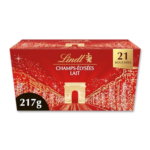 Lindt - Ballotin CHAMPS-ÉLYSÉES - Assortiment de Chocolats au Lait - Praliné, Croustillants et Onctueux - Idéal pour Noël, 217g