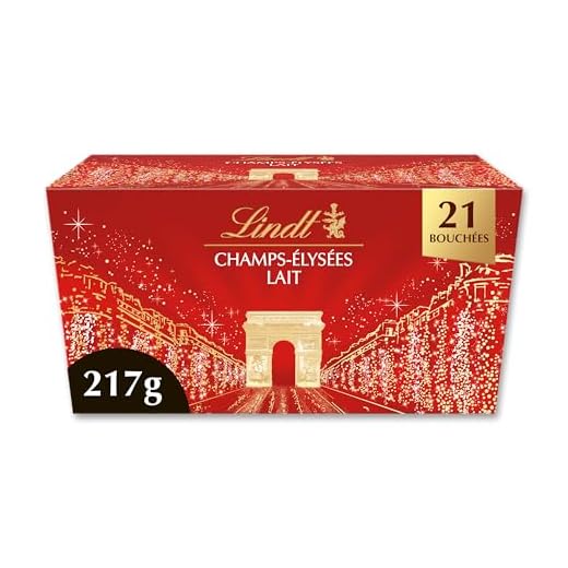 Lindt - Ballotin CHAMPS-ÉLYSÉES - Assortiment de Chocolats au Lait - Praliné, Croustillants et Onctueux - Idéal pour Noël, 217g