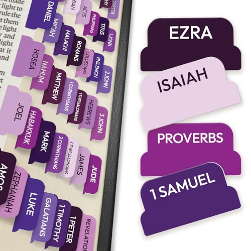 Only Zest Purple Bible Tabs, 90 Large Print Bible Index Tabs for Study Bible, Laminated Easy-to-Read Label, Christian Gift for Women, Men, Kids