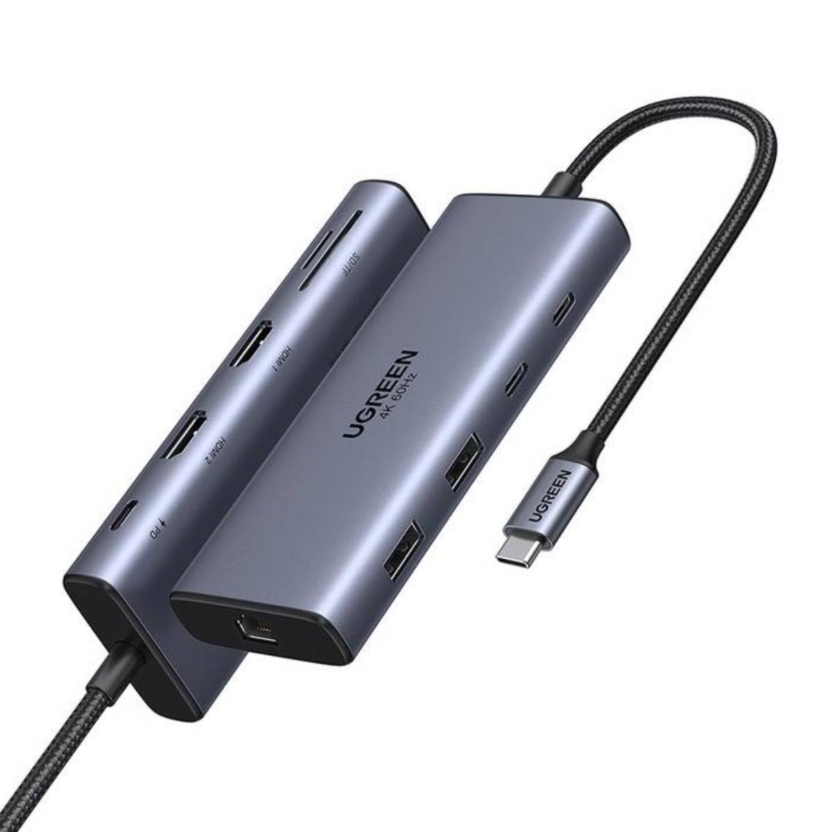 UGREEN Hub 10-en-1 USB-C 2HDMI 4K60Hz 2USB-C3.2 USB-A3.2 USB-A3.0 RJ45 SD TF PD100W
