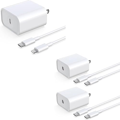Cargador rápido para iPhone, 20 W USB C PD cargador de pared enchufe con certificado MFi cable tipo C a Lightning de 6 pies y carga rápida 2