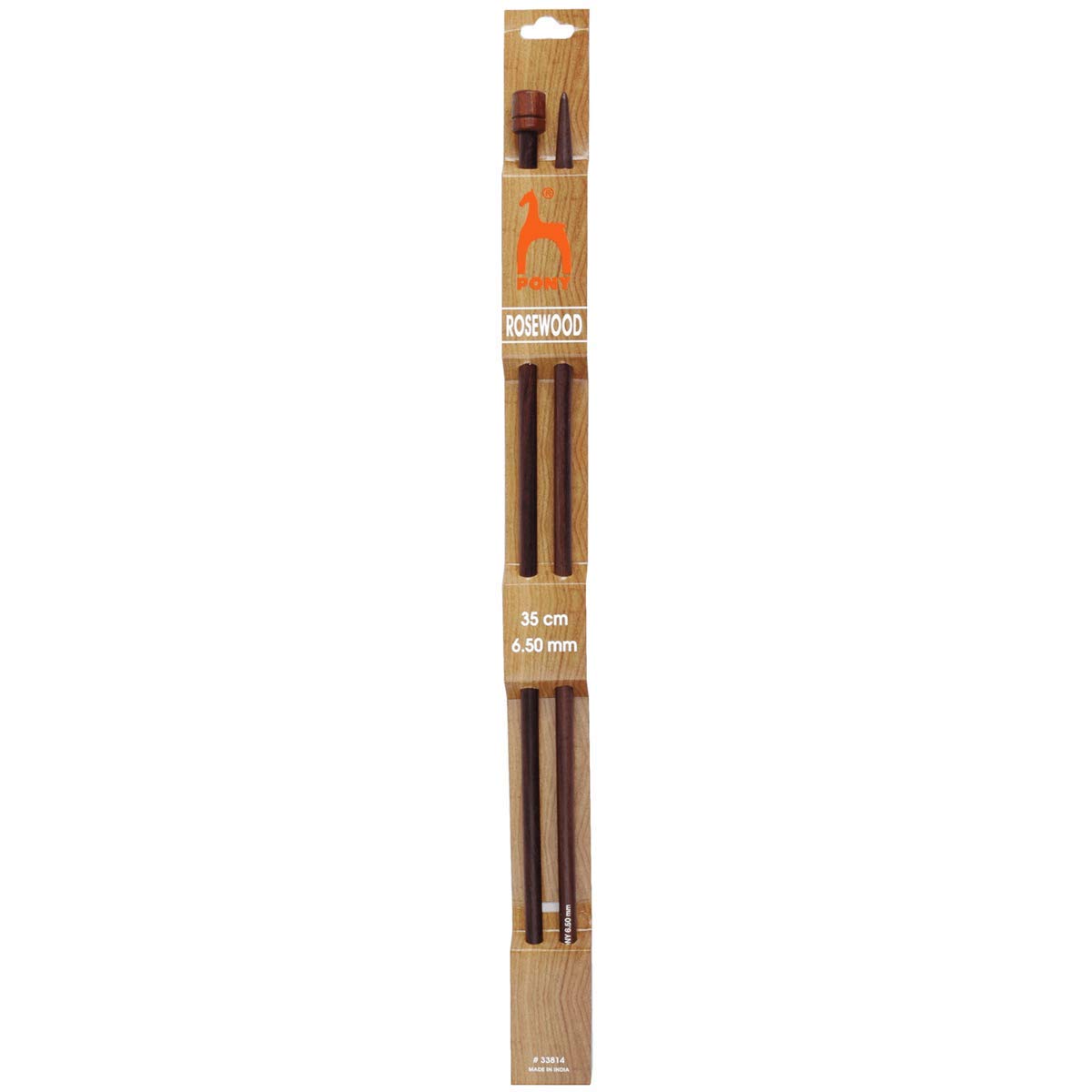 Pony Single Ended Rosewood Wood Knitting Pins - 35Cm x 6.50mm