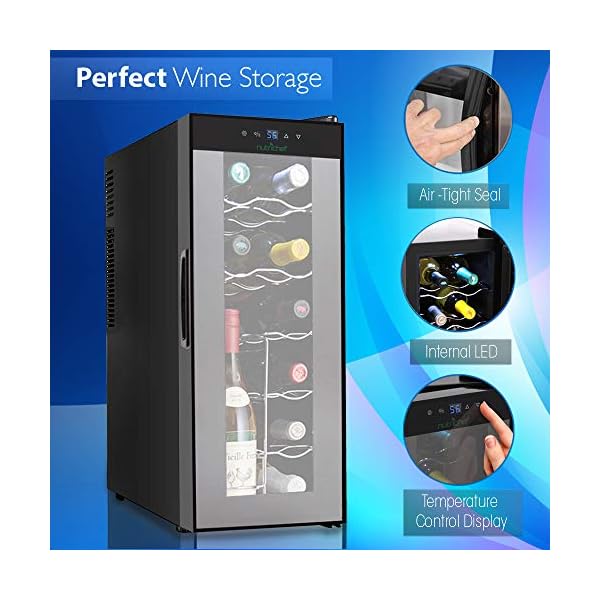 NutriChef 12 Bottle Thermoelectric Wine Cooler Counter Top Wine Cellar FreeStanding