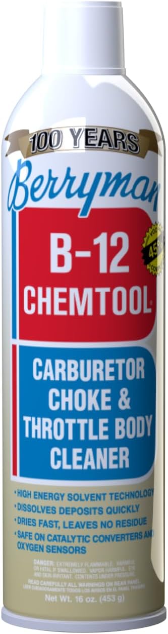 Berryman B-12 Chemtool Carburetor Cleaner (45% VOC Compliant) Heavy-Duty Engine Treatment, Aerosol Spray - 16 oz. (Pack of 12)