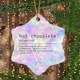 Lmmixee Decoraciones de árbol de Navidad de chocolate caliente, definición divertida de chocolate caliente, adornos de Navidad personalizados 2023, regalos de decoración de Navidad para recuerdo de