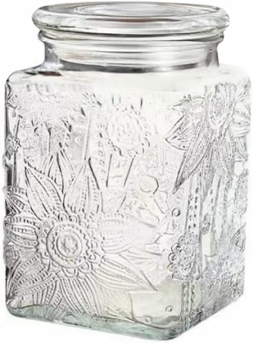 Miniatura 8 de Tarro de vidrio cuadrado hermético de 25.3 onzas, tarro de almacenamiento de vidrio vintage con tapa de bambú, recipientes de almacenamiento de