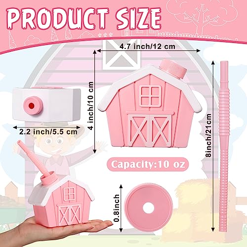 Tanlade-12-Pcs-Farmhouse-Cups-with-Lids-and-Straws-10-oz-Toy-Farmhouse-Cups-for-Farm-Birthday-Party-Barnyard-Animals-Party-Baby-Shower-Farm-Animals-Themed-Party-Decorations-Supplies-Favor-Pink Tanlade 12 Pcs Farmhouse Cups with Lids and Straws 10 oz Toy Farmhouse Cups for Farm Birthday Party Barnyard Animals Party Baby Shower Farm Animals Themed Party Decorations Supplies Favor Pink