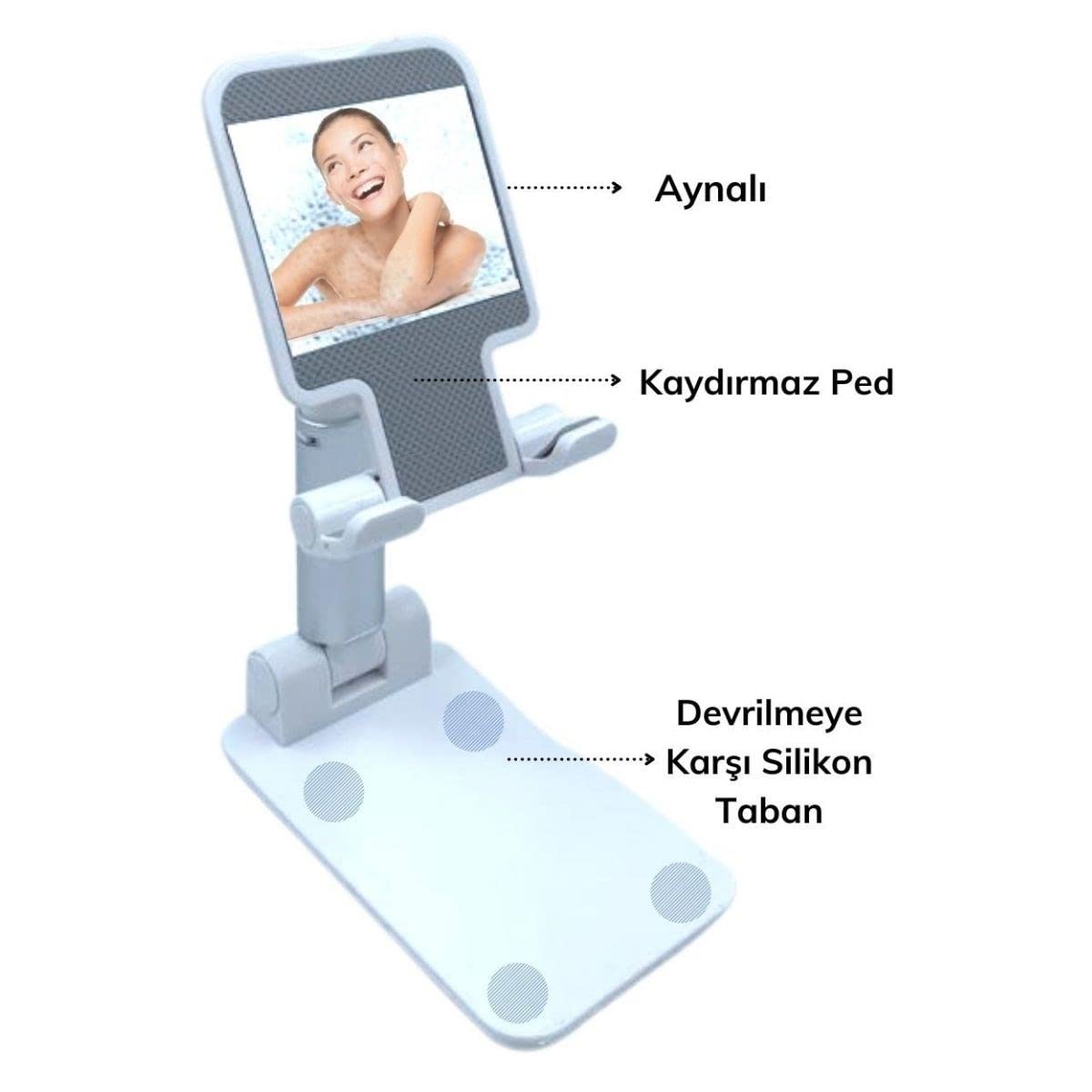 BUFFER® Pembe Cep Telefonu Sabitleyici Stand Katlanabilir Ayarlanabilir Telefon Standı