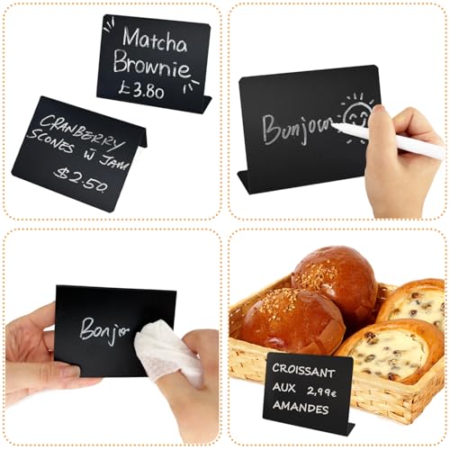 40 Mini Tableaux Noirs 100x76mm Éttiquettes Prix Effaçables pour Buffets - 2
