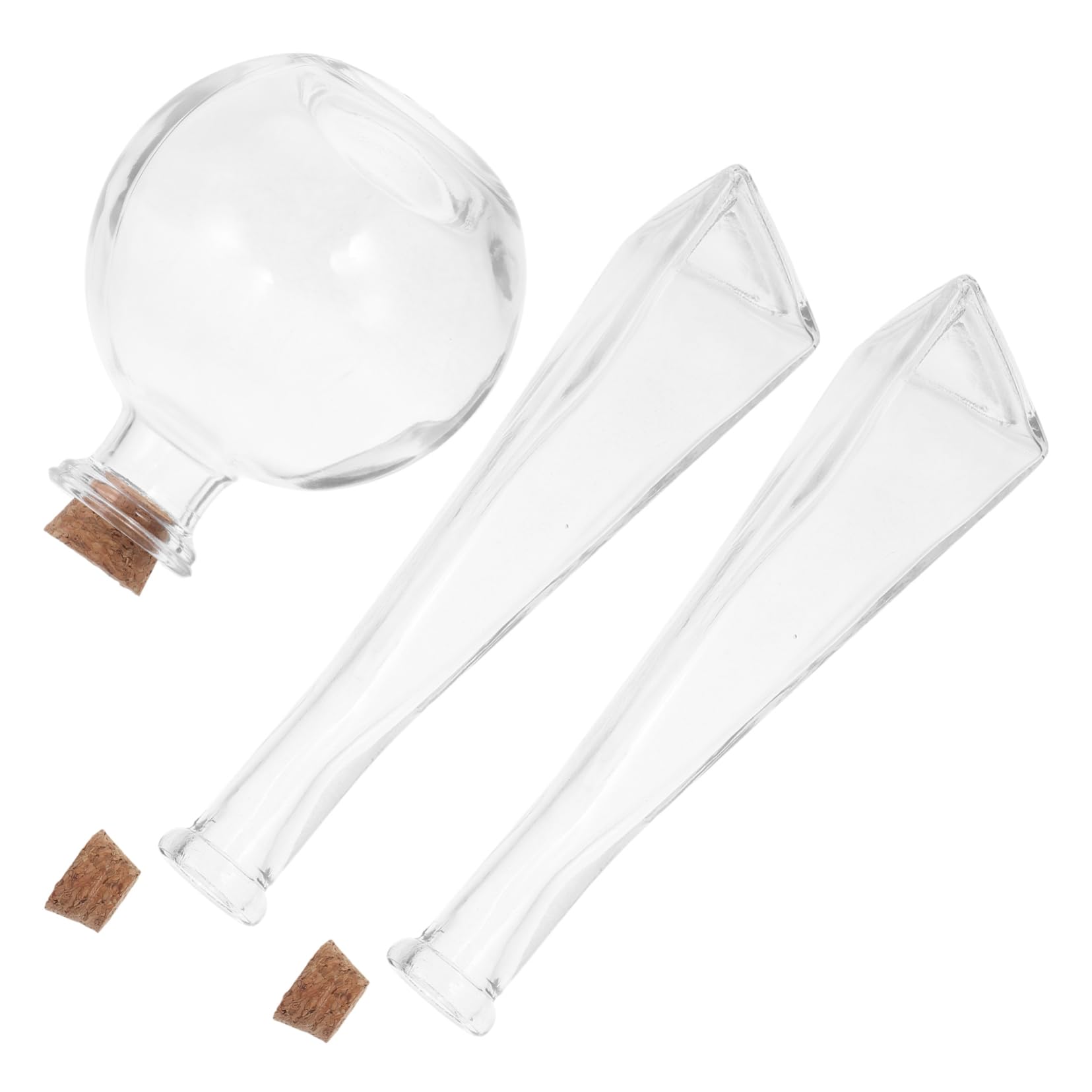 Pots décoratifs verre transparent avec bouchon liège pour petits objets