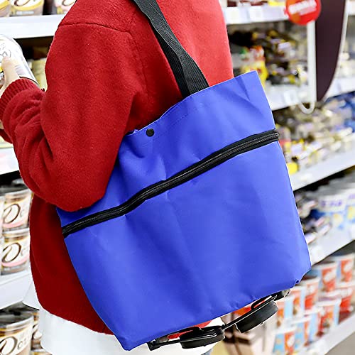YAXIDAEVER Faltbare Trolley-Taschen,Einkaufstrolley Einkaufstasche mit Rollen,2 In 1 Faltbare Einkaufswagen für Zuhause… – Bild 6
