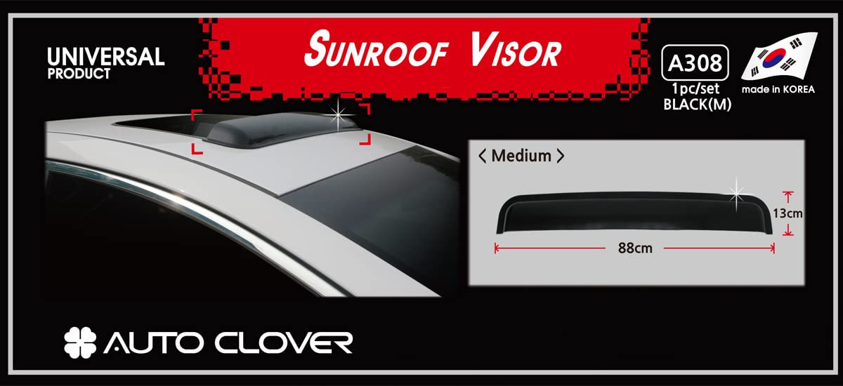 AUTO CLOVER - Deflector de viento universal para techo solar, guarda de lluvia, spoiler - mediano 88 cm