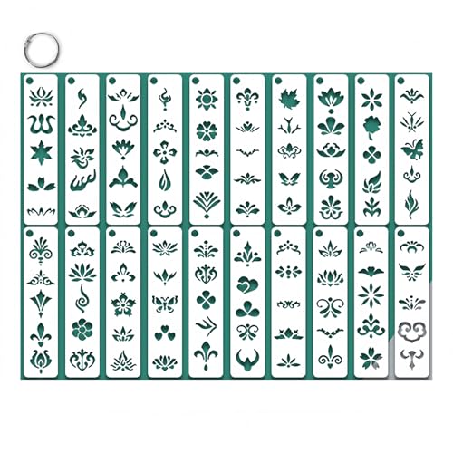CZAKOMIX 20 Wiederverwendbare Schablonen Für Gesichtsbemalung –Perfekt Für Gesichtsbemalung,Temporäre Tattoos, Briefumschlagdekoration,Textildesign Und Wanddekoration Schablonen Für Gesicht Und Körper