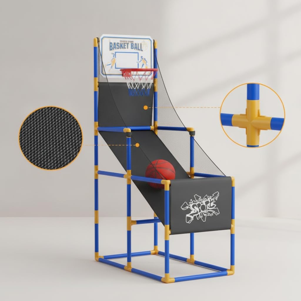 harayaa Kinderspiel Basketballspiel Wurfkorb Mini Korbspiel Anlage mit Automatischer Ballrückführung Tragbar Leicht Aufzustellen, Großes Basketball-Schießspiel mit 8 Bällen und Stabiler Unterstützung