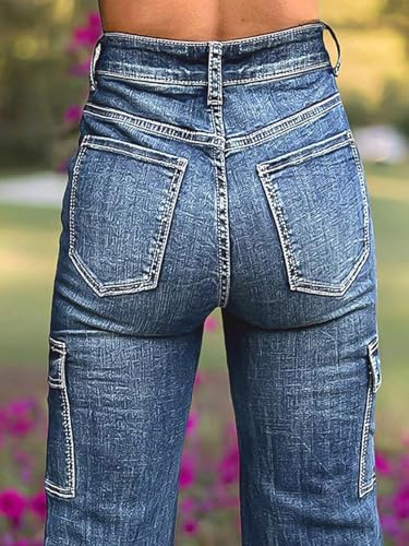 Flamingals High Rise Straight Leg Wash Multi Pocket Stylish Women's Jeans4