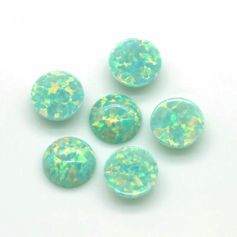 10 Stück lose Opalperlen, flache Cabochon-Schmucksteine, gemischte synthetische Edelsteine, runde, mehrfarbige Opale – OP05 – 10,0 mm, 10 Stück