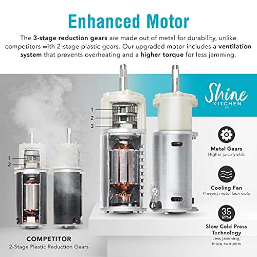 Shine Kitchen Co SJV-107-A Cold Press Juicer, Slow Juicer Makes High-Quality Fruit and Vegetable Juice, 5.5 by 5.2 by 19… - Image 6