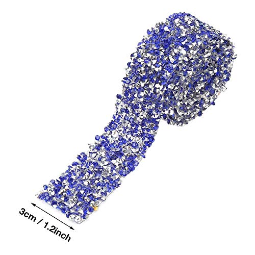 Diamond Mesh Wrap 1yard 30mm Crystal Rhinestone Ribbon Bling Bling Rhinestone Ribbon for Prom Dresses Belt Applique Hair Clip Collar Decoration(Dark Blue) - Image 2