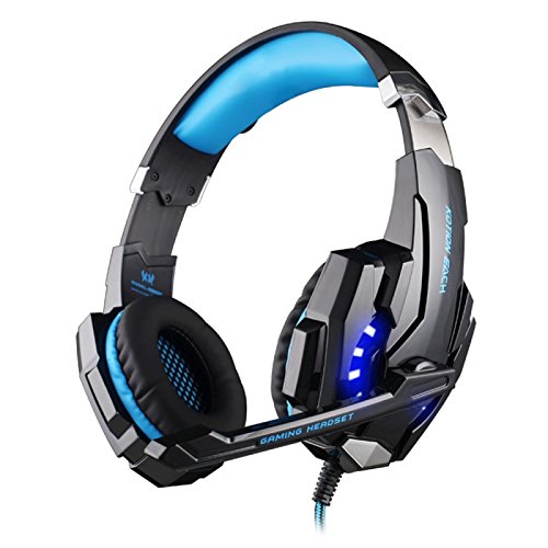 Kotion Each (#71) USB 7.1 surround sound gaming headset computer hoofdtelefoon hoofdtelefoon met microfoon LED licht (blauw zwart)