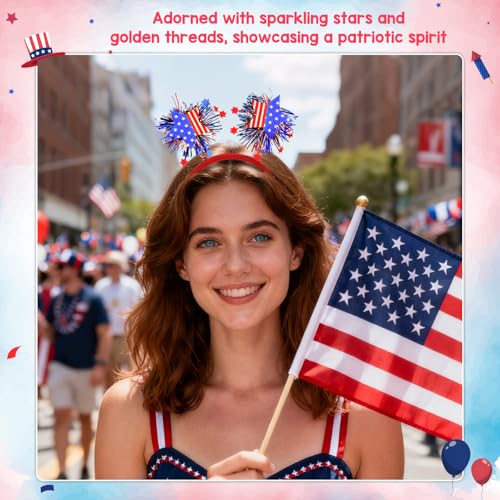Smilelife Independence Day Gifts for Women USA Flag Star Red White Blue Ribbon Headband 4th of July Hair Decor Party Accessories - Image 6