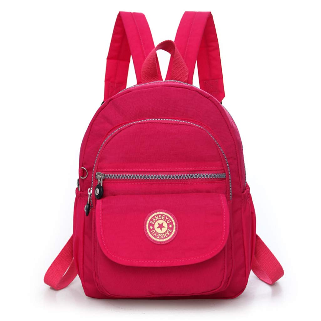 Fueerton Women's Hot Pink Nylon Lightweight Backpack Durable Small Daypack For (Hot Pink)