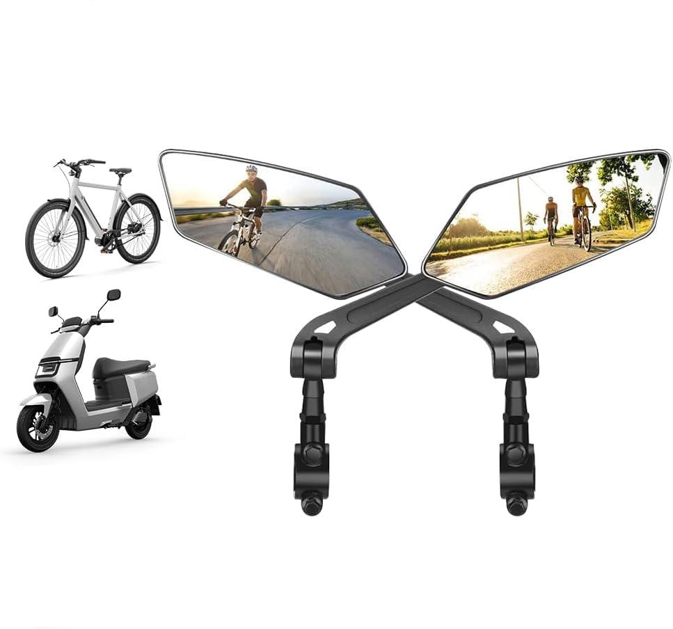 Bicycle Mirrors for Handlebars, 360Β° Adjustable Wide Rear View Bicycle Mirrors, Bike Mirror for Electric Bikes, Bike Rear View Mirror for Scooter, Motorcycle (R&L)
