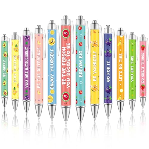 Dispowreath Bolígrafos de frutas para amantes de las frutas, regalos motivacionales para mujeres y niñas, bolígrafo retráctil de tinta negra de 0.039 pulgadas, suministros escolares de oficina para