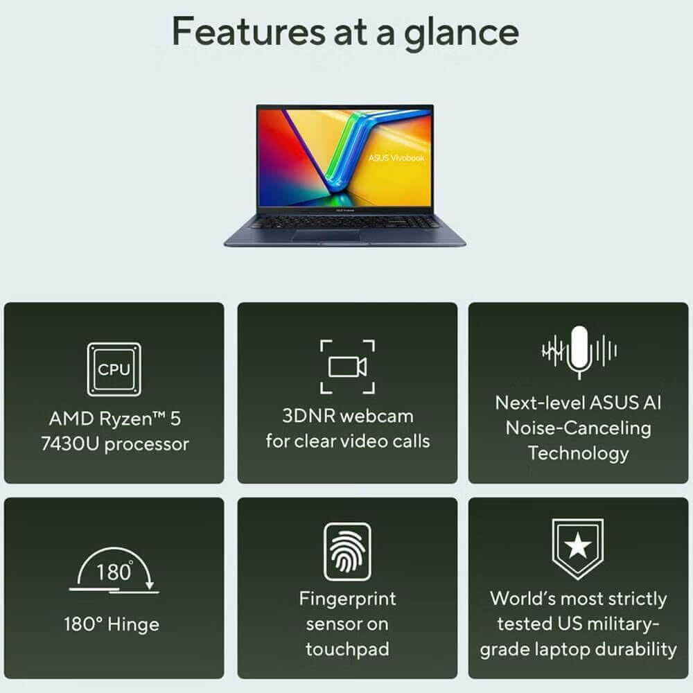 Amazon.com: ASUS VivoBook, 15.6″ FHD Laptop, AMD Ryzen 5-7430U