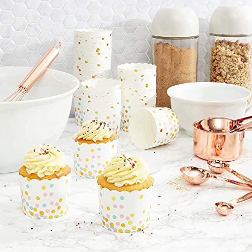 50-Pack Muffin Liners - Rainbow Polka Dots Cupcake Wrappers Paper Baking Cups #TOP1
