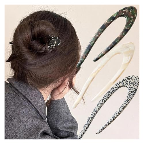 Épingle à cheveux en U acétate épais pour fixer les chignons - 3
